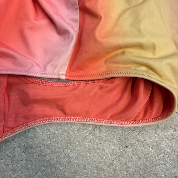 Aerie One-Piece Full Coverage One Shoulder Ombre Orange Yellow Swimsuit Size L - Picture 4 of 4